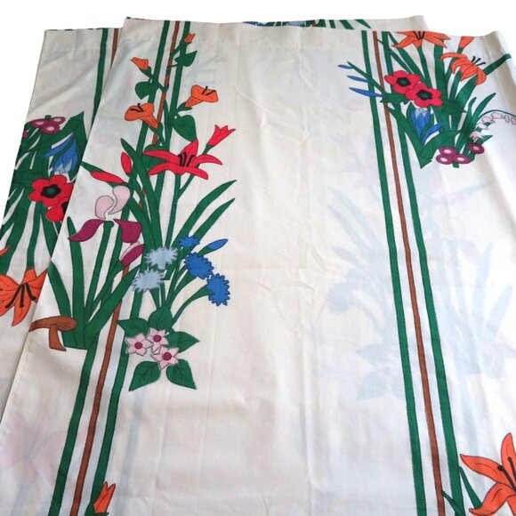 Vintage 1977 JP Stevens Twin Flat Sheet Flower Bouquet No Iron Percale USA Made - Picture 2 of 10